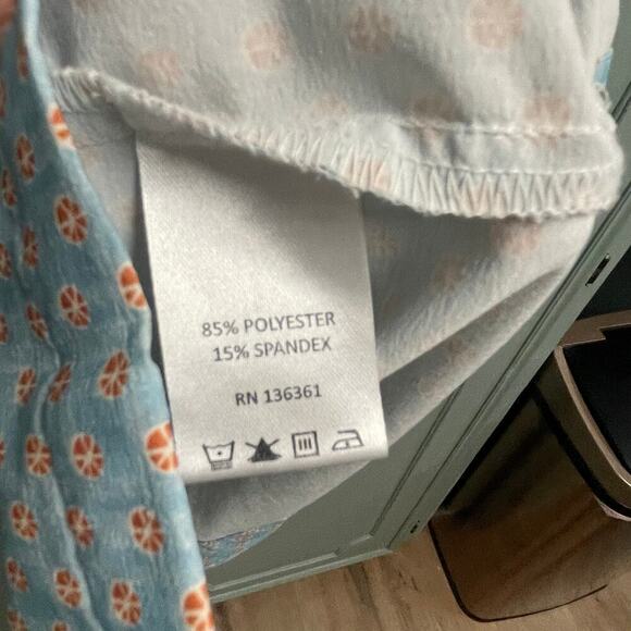 Quieti Performance Button Down Golf Shirt Size Medium Blue Orange Pattern - Picture 5 of 5